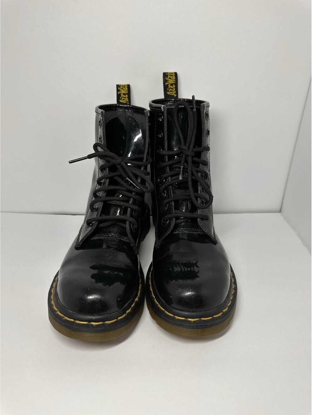 Dr Martens 1460 Patent Leather Lace Up Combat Boots Black Womens US 7 - Picture 2 of 6